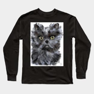 Black Furry Persian Cat Long Sleeve T-Shirt